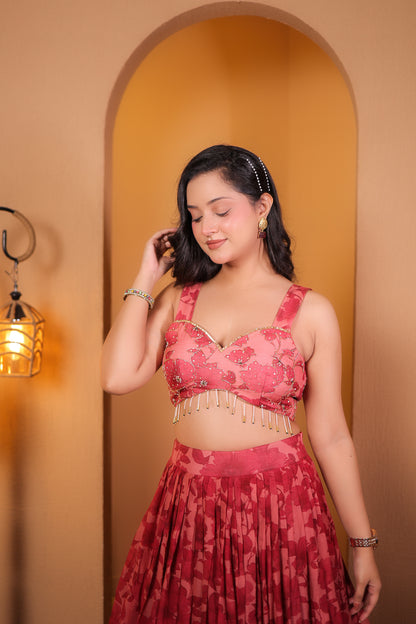 Rosewood Bloom Lehenga Set