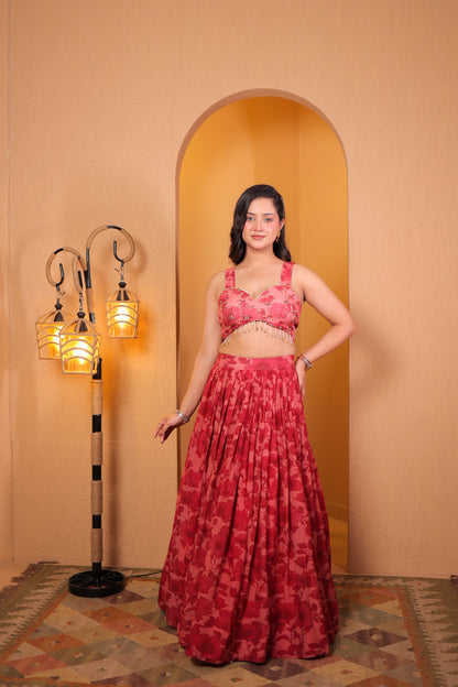 Rosewood Bloom Lehenga Set