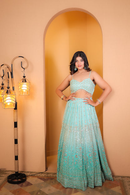 Turquoise Mirage Lehenga Set