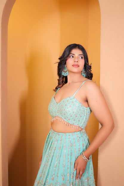Turquoise Mirage Lehenga Set