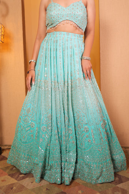 Turquoise Mirage Lehenga Set