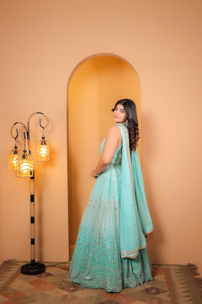 Turquoise Mirage Lehenga Set