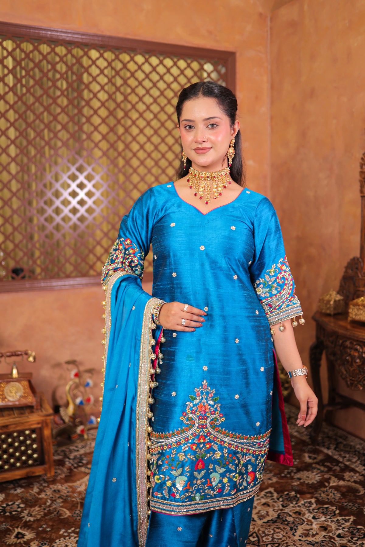 Azure Bloom Kurta Set