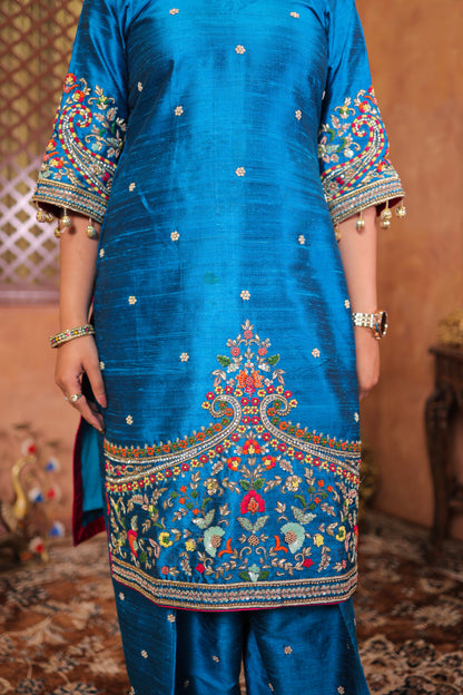 Azure Bloom Kurta Set