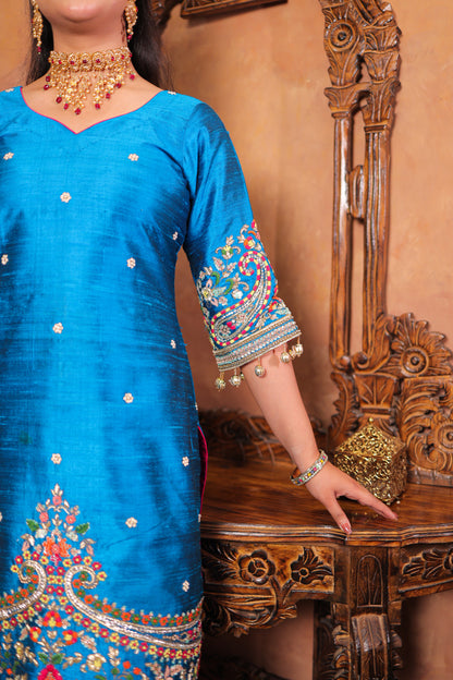 Azure Bloom Kurta Set
