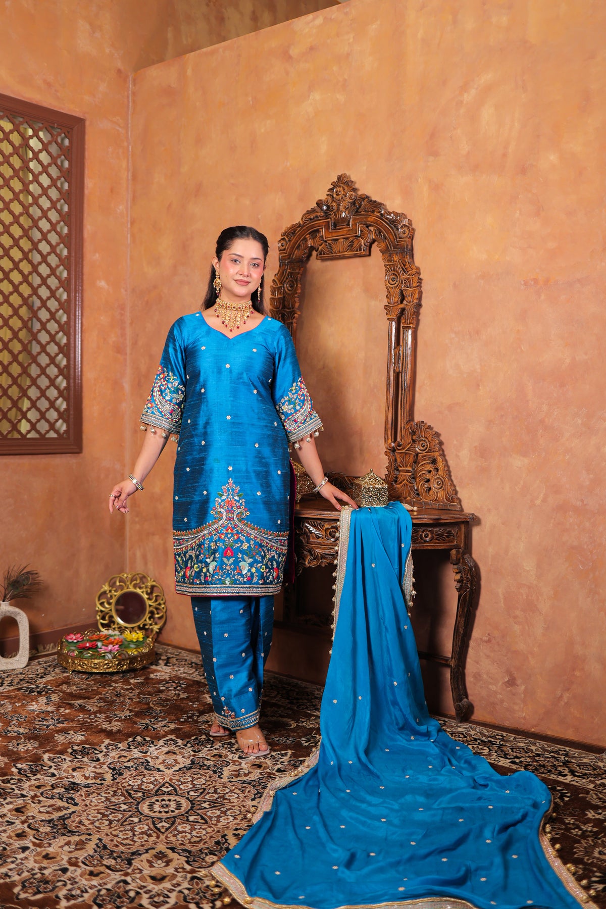 Azure Bloom Kurta Set