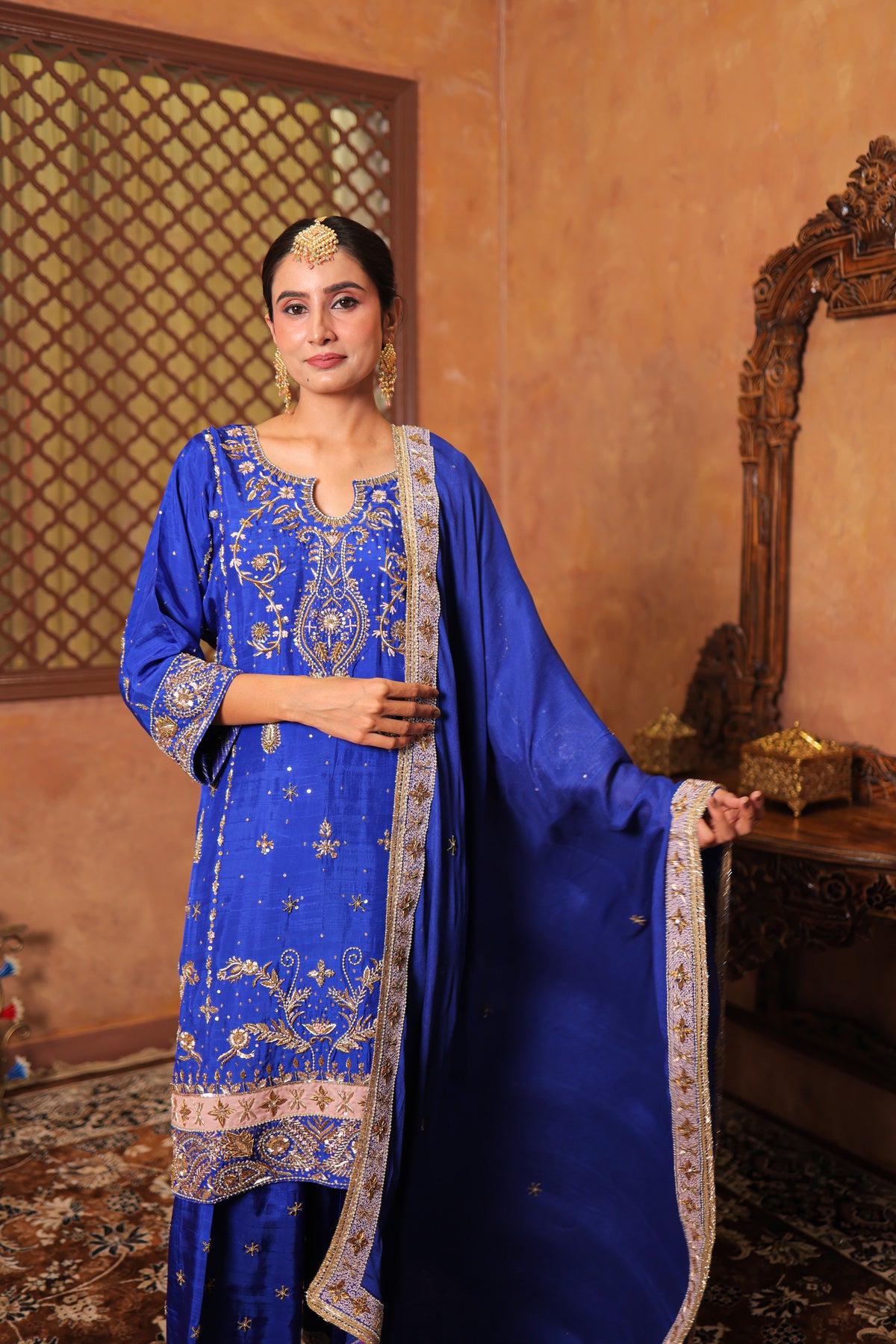 Royal Sapphire Zardozi Suit