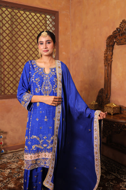 Royal Sapphire Zardozi Suit
