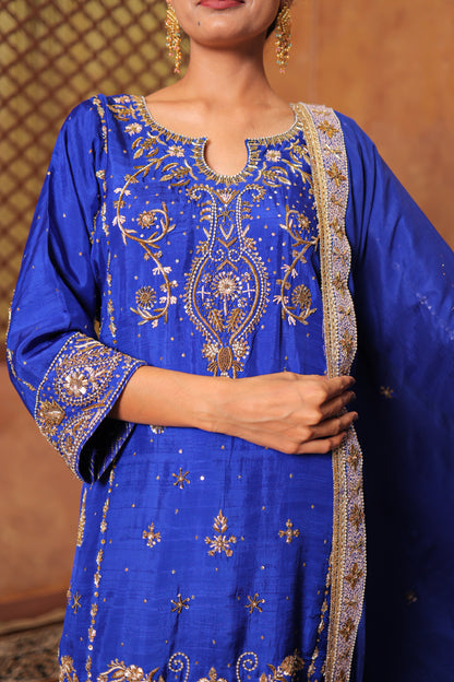 Royal Sapphire Zardozi Suit