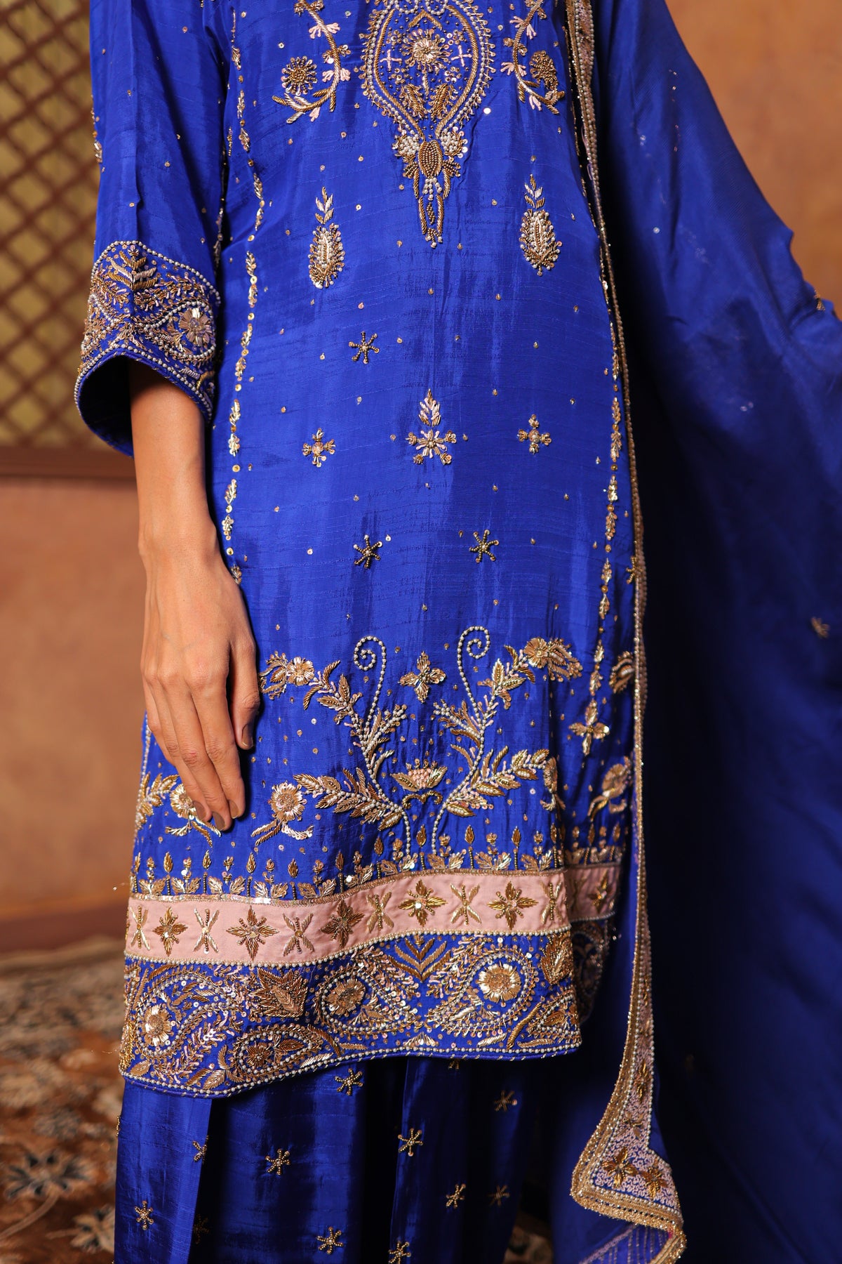 Royal Sapphire Zardozi Suit