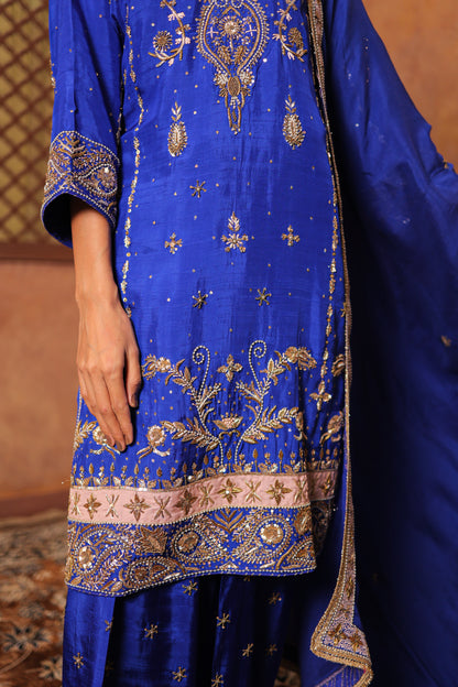 Royal Sapphire Zardozi Suit