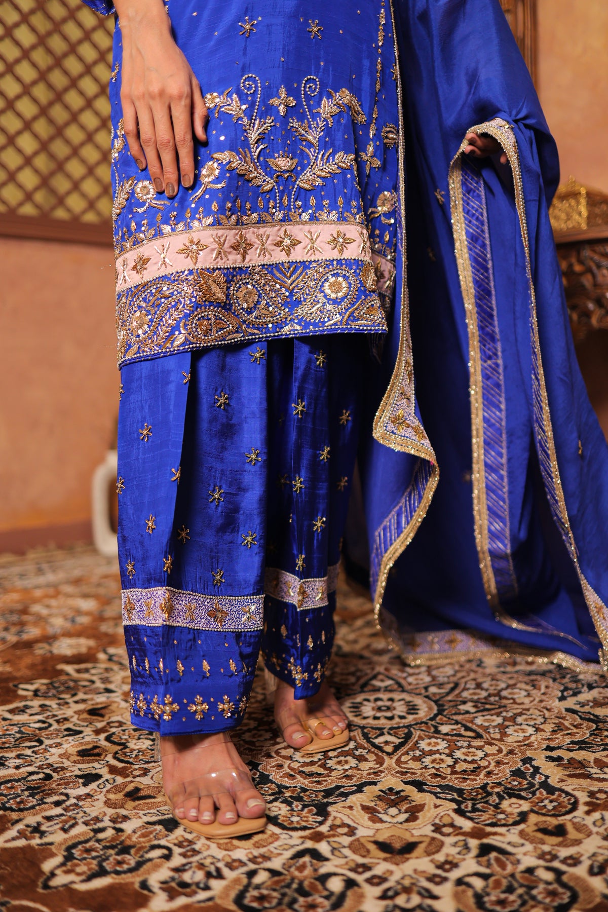 Royal Sapphire Zardozi Suit