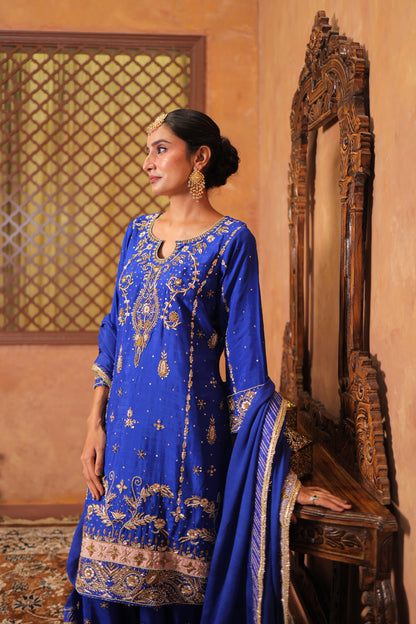 Royal Sapphire Zardozi Suit