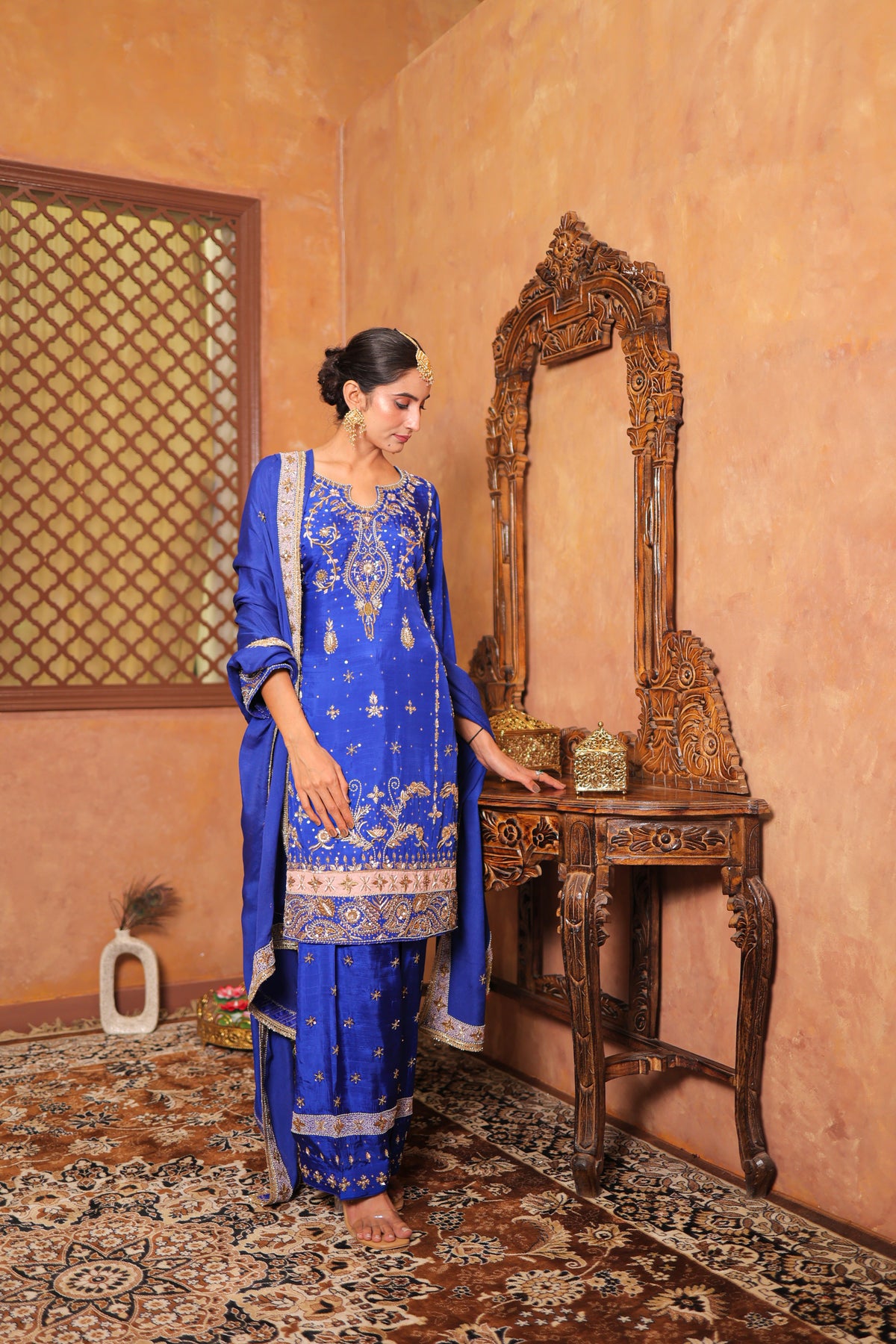 Royal Sapphire Zardozi Suit