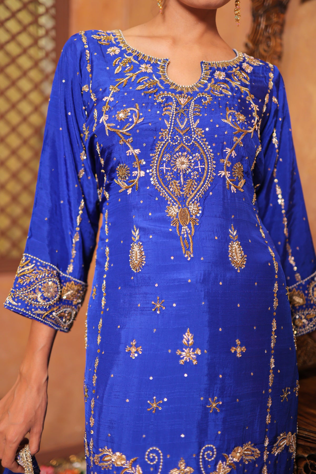 Royal Sapphire Zardozi Suit
