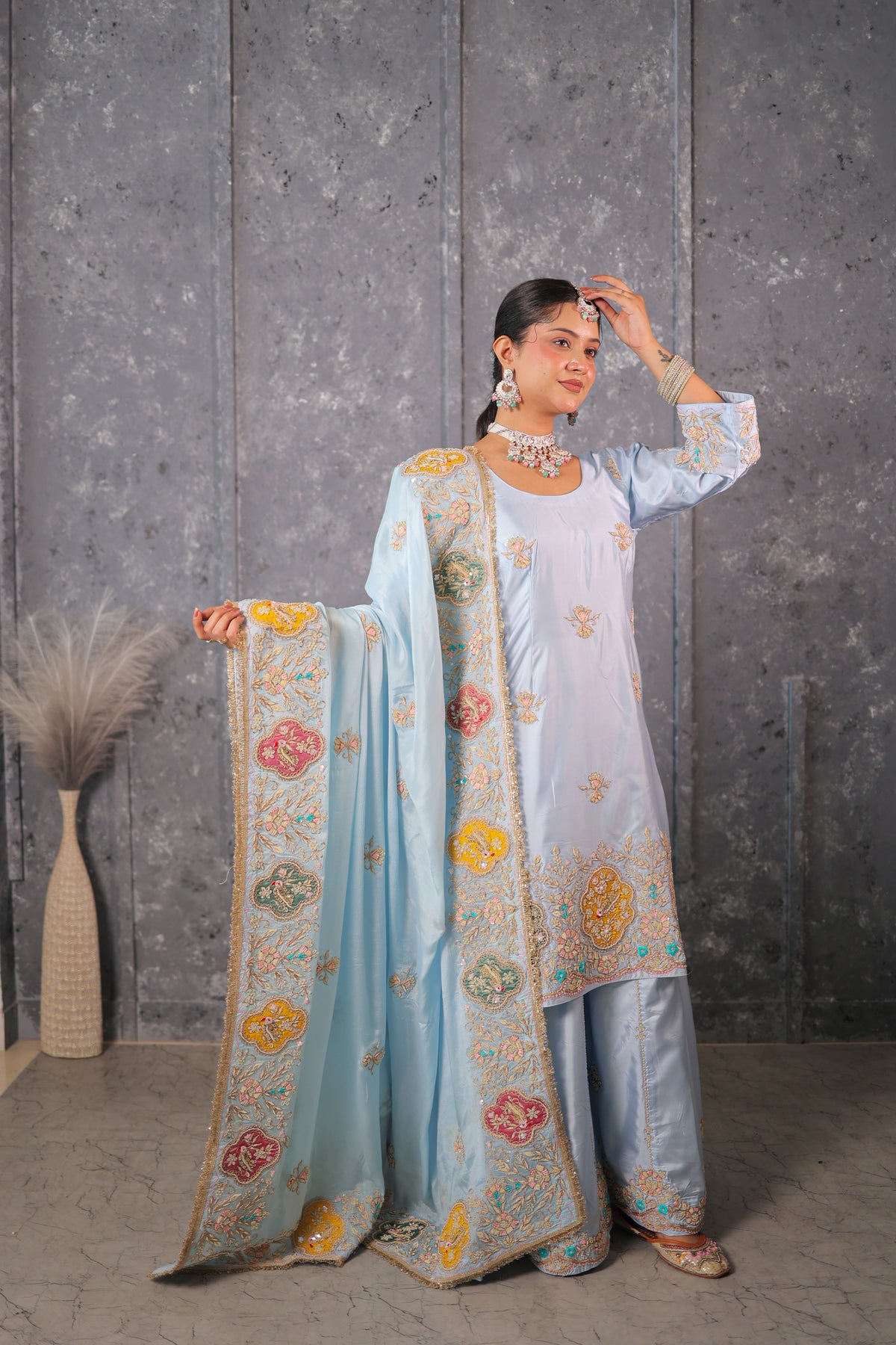 Powder Blue Sharara Set