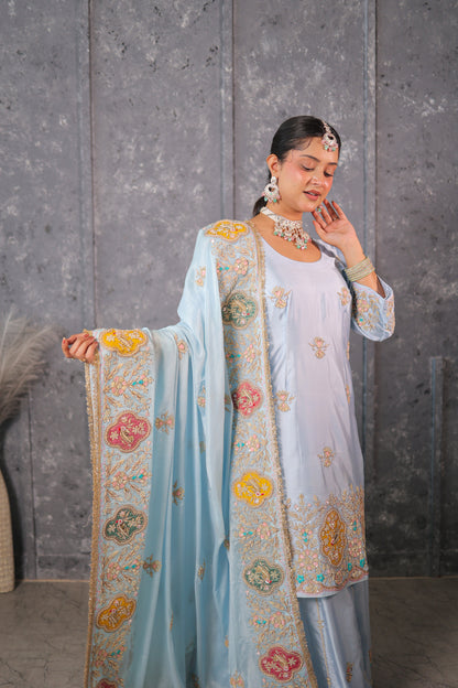 Powder Blue Sharara Set