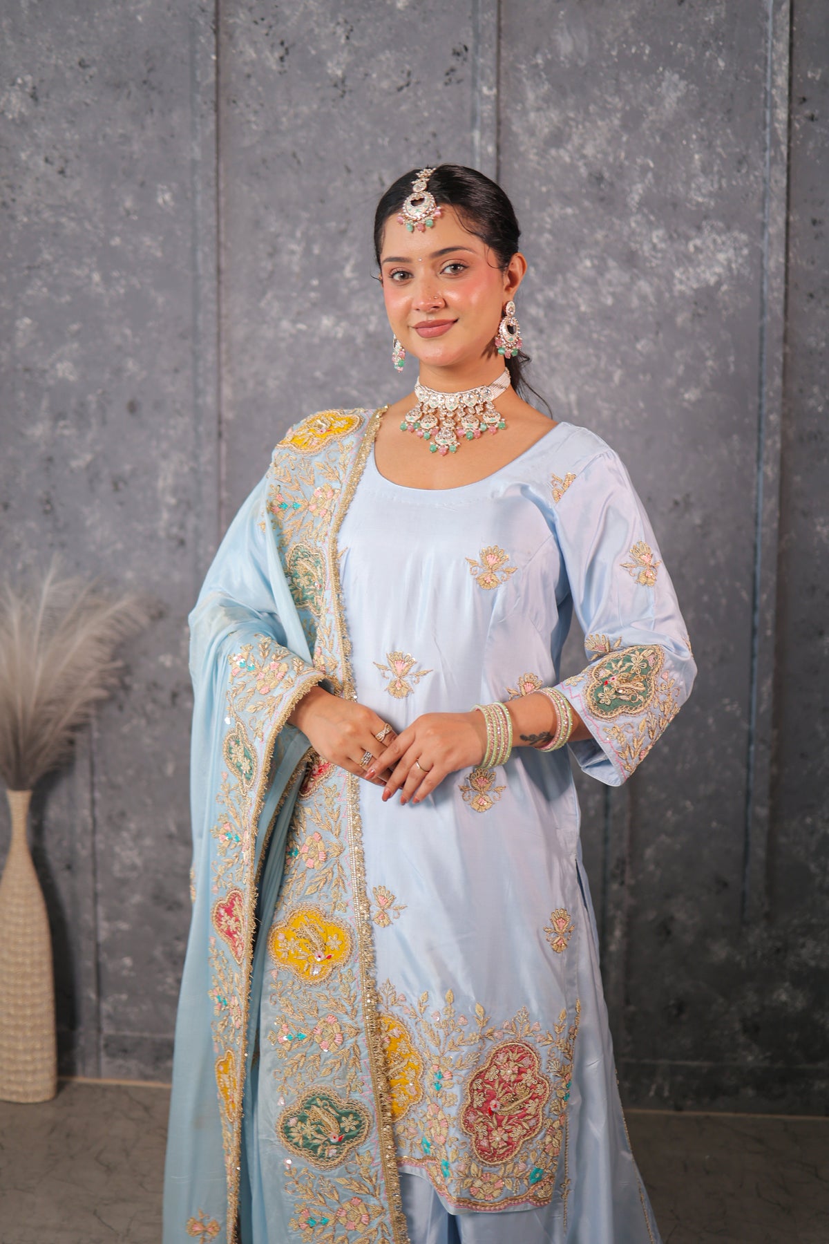 Powder Blue Sharara Set