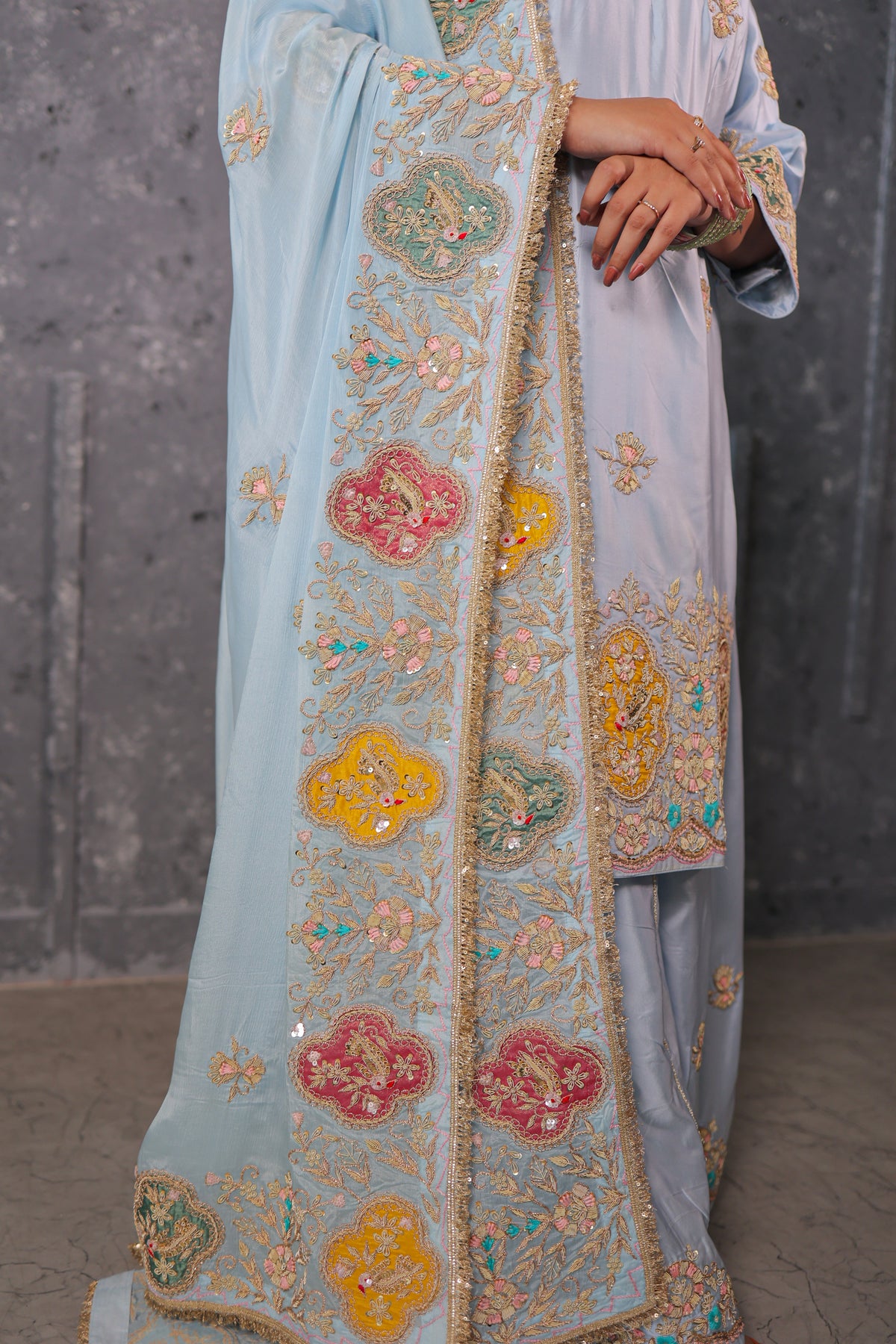 Powder Blue Sharara Set
