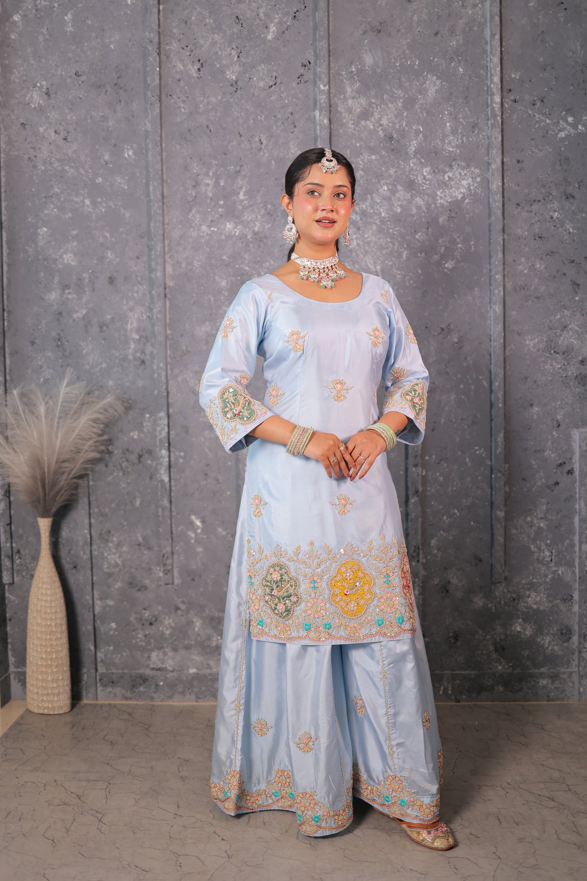 Powder Blue Sharara Set