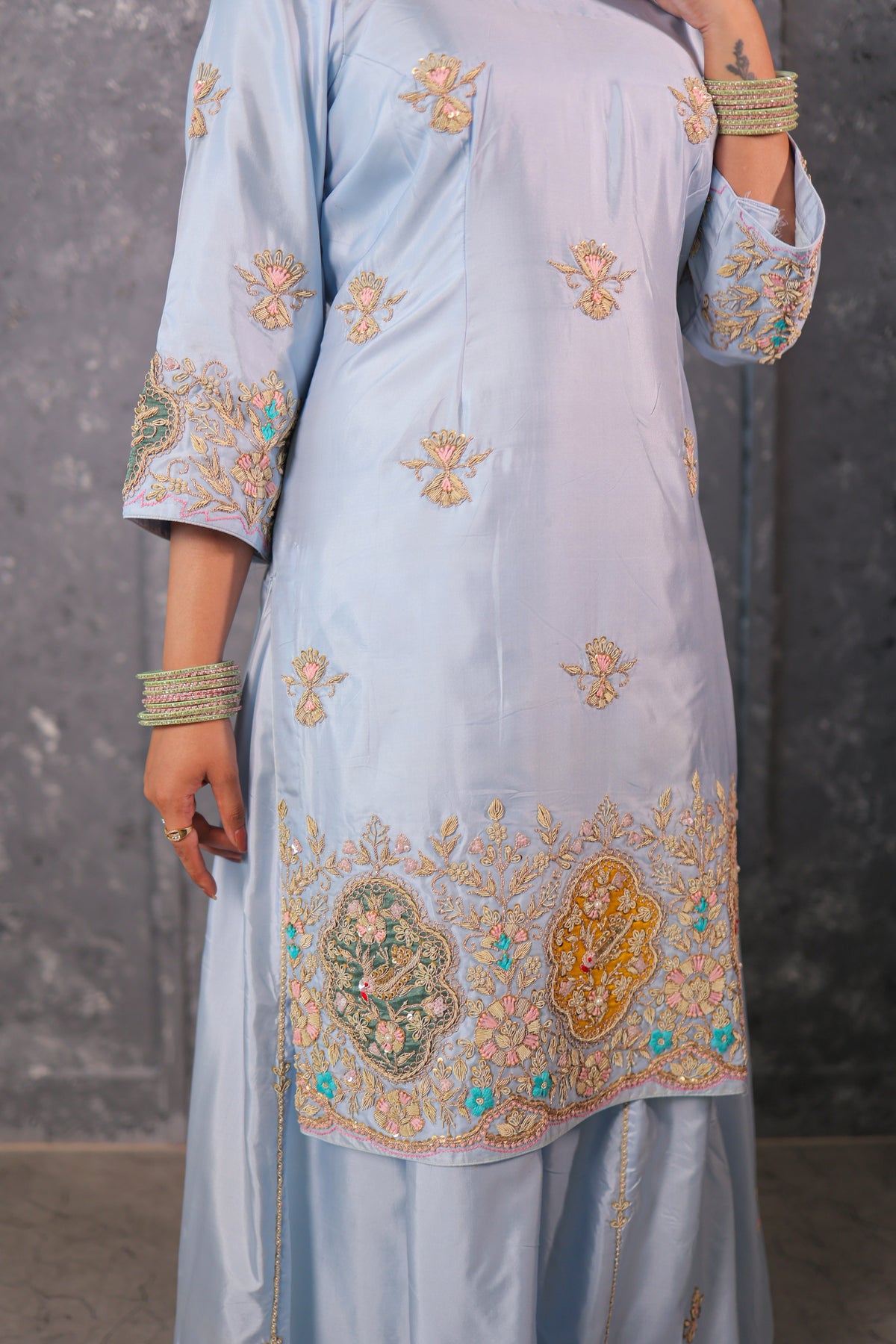 Powder Blue Sharara Set
