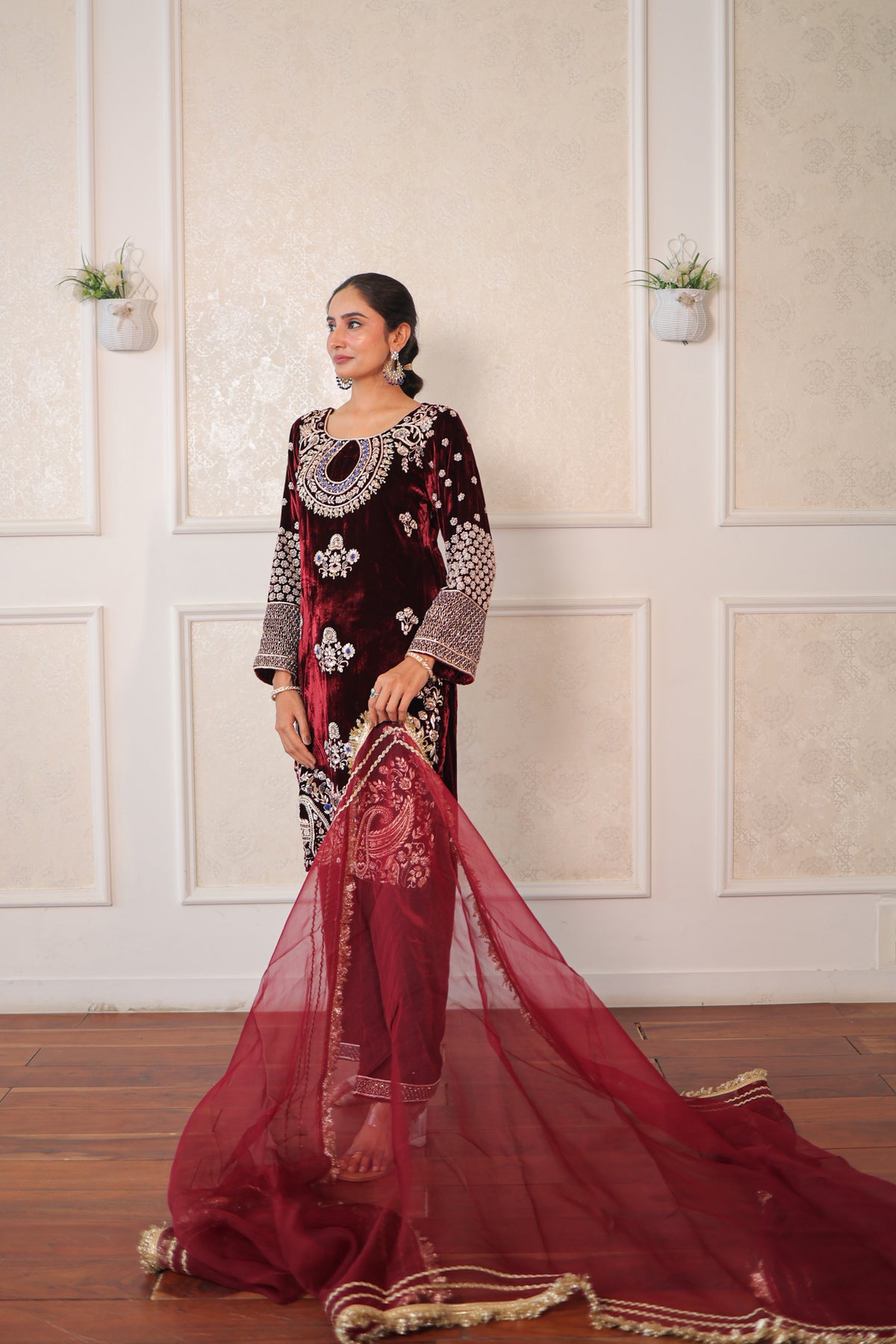 Maroon Regalia Velvet Suit