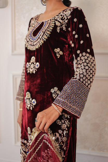Maroon Regalia Velvet Suit