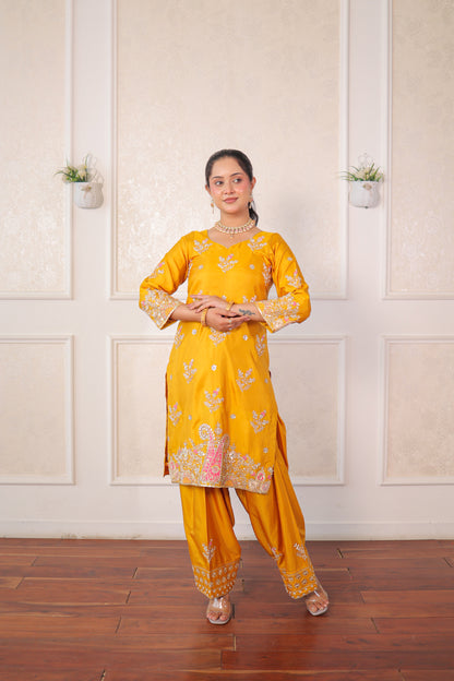Golden Marigold Patiala Suit