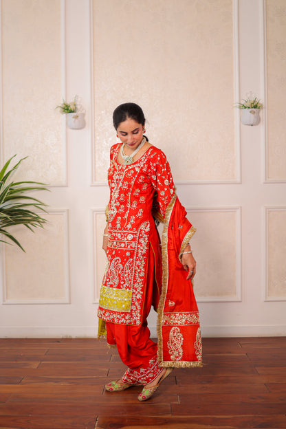 Rust Bloom Patiala Set