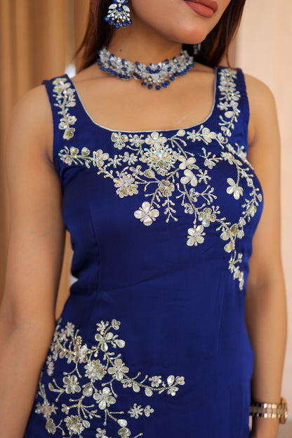 Royal Blue Embroidered Suit