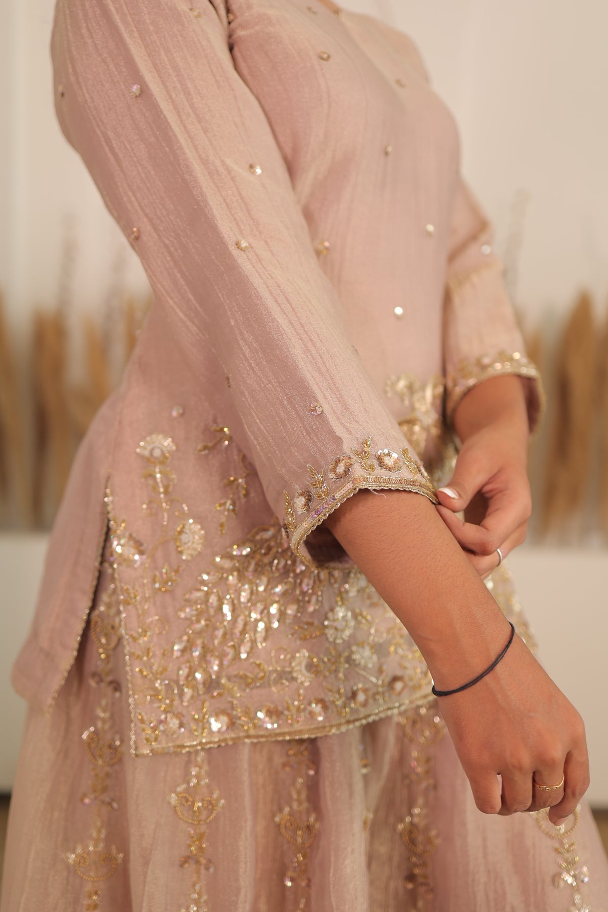 Dusty Rose Peacock Sharara Set