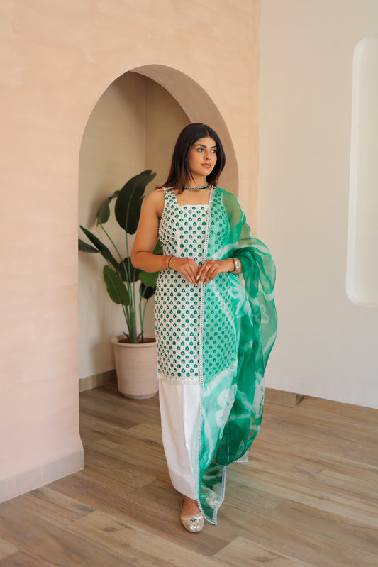 Mint Green Dot Kurta Set