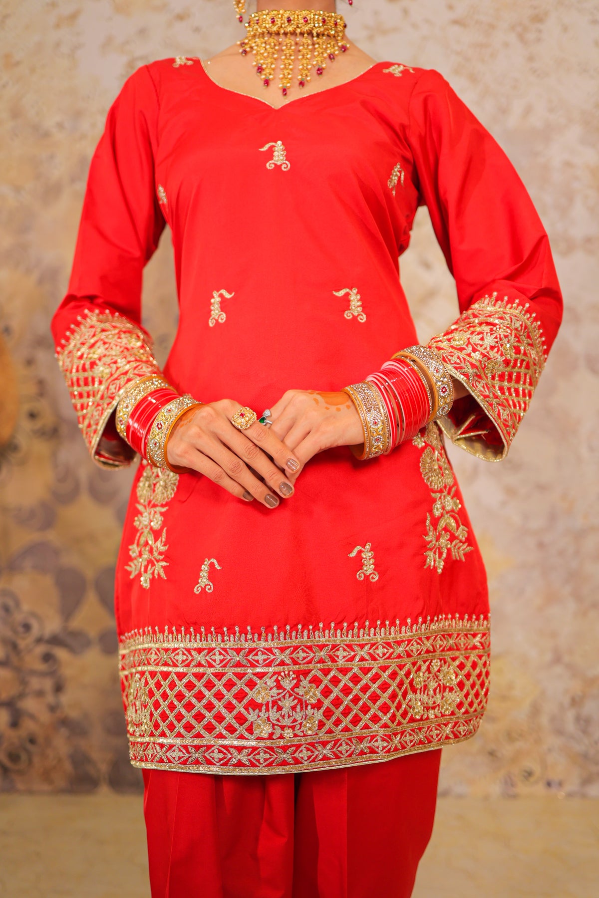 Coral Trellis Punjabi Suit