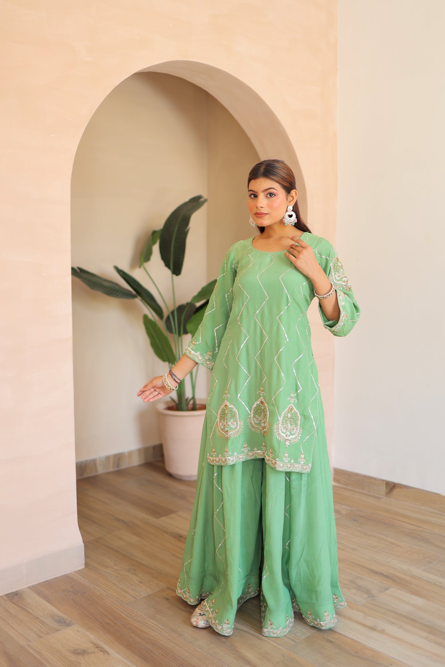 Sage Green Palazzo Suit
