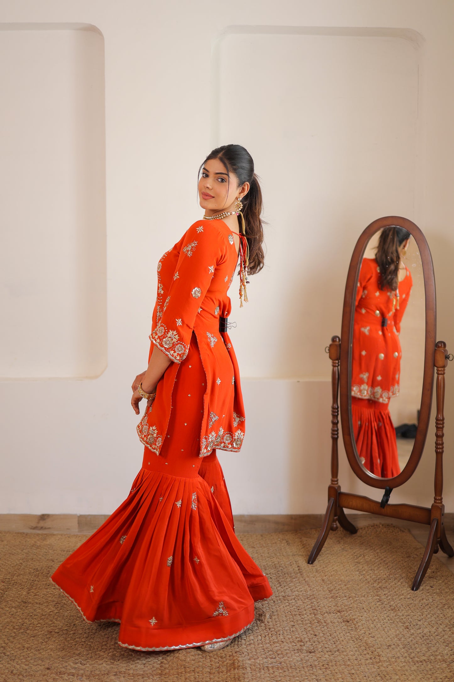 Flame Orange Gharara Suit