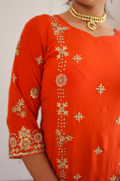 Flame Orange Gharara Suit