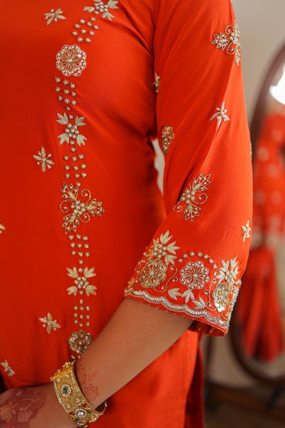 Flame Orange Gharara Suit