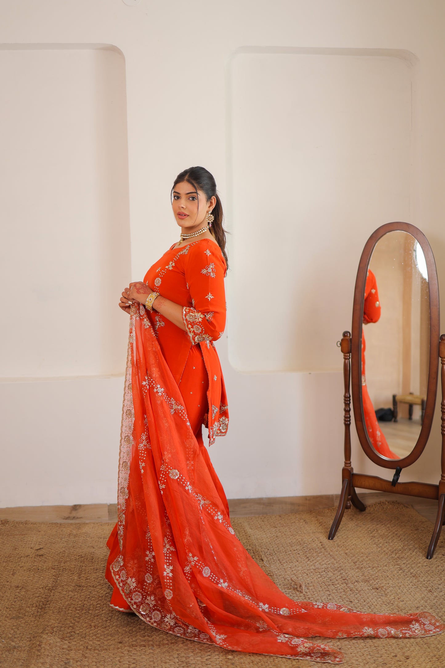 Flame Orange Gharara Suit