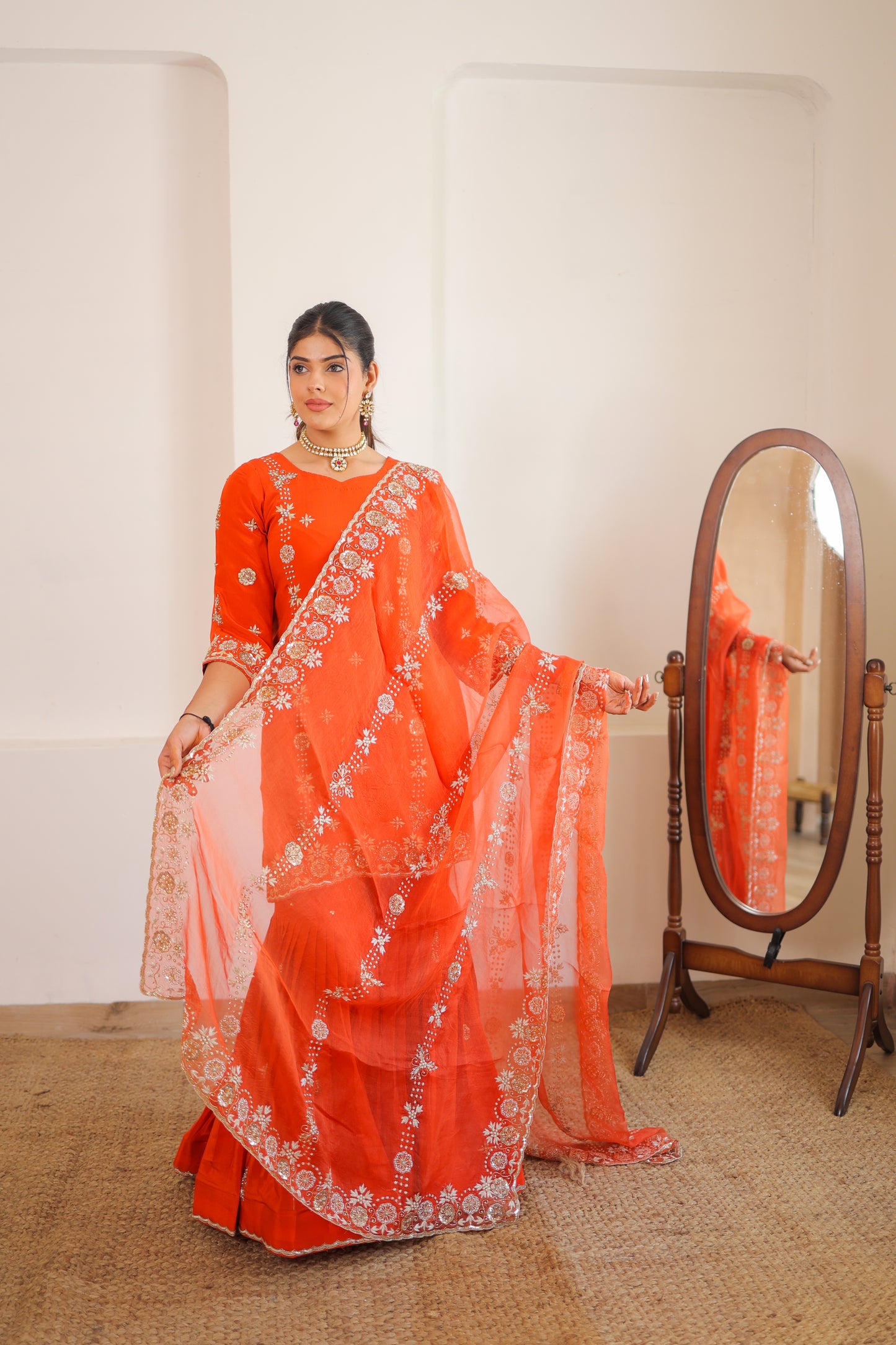 Flame Orange Gharara Suit