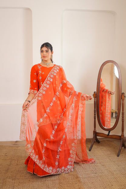 Flame Orange Gharara Suit