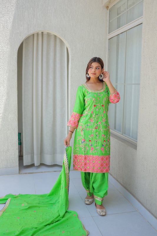 Neon Green Patiala Suit