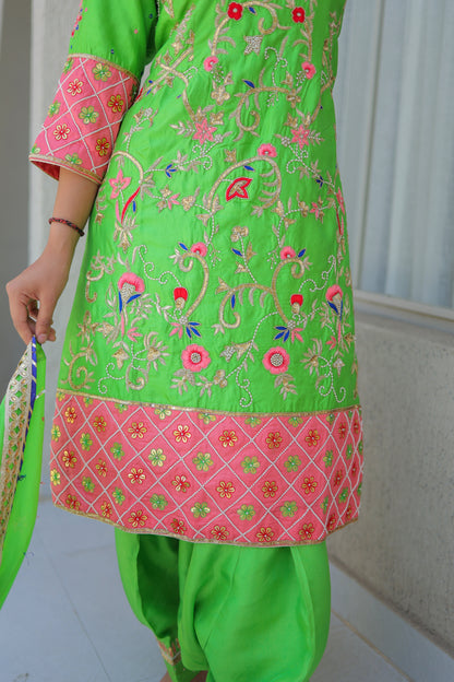 Neon Green Patiala Suit