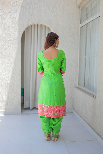 Neon Green Patiala Suit