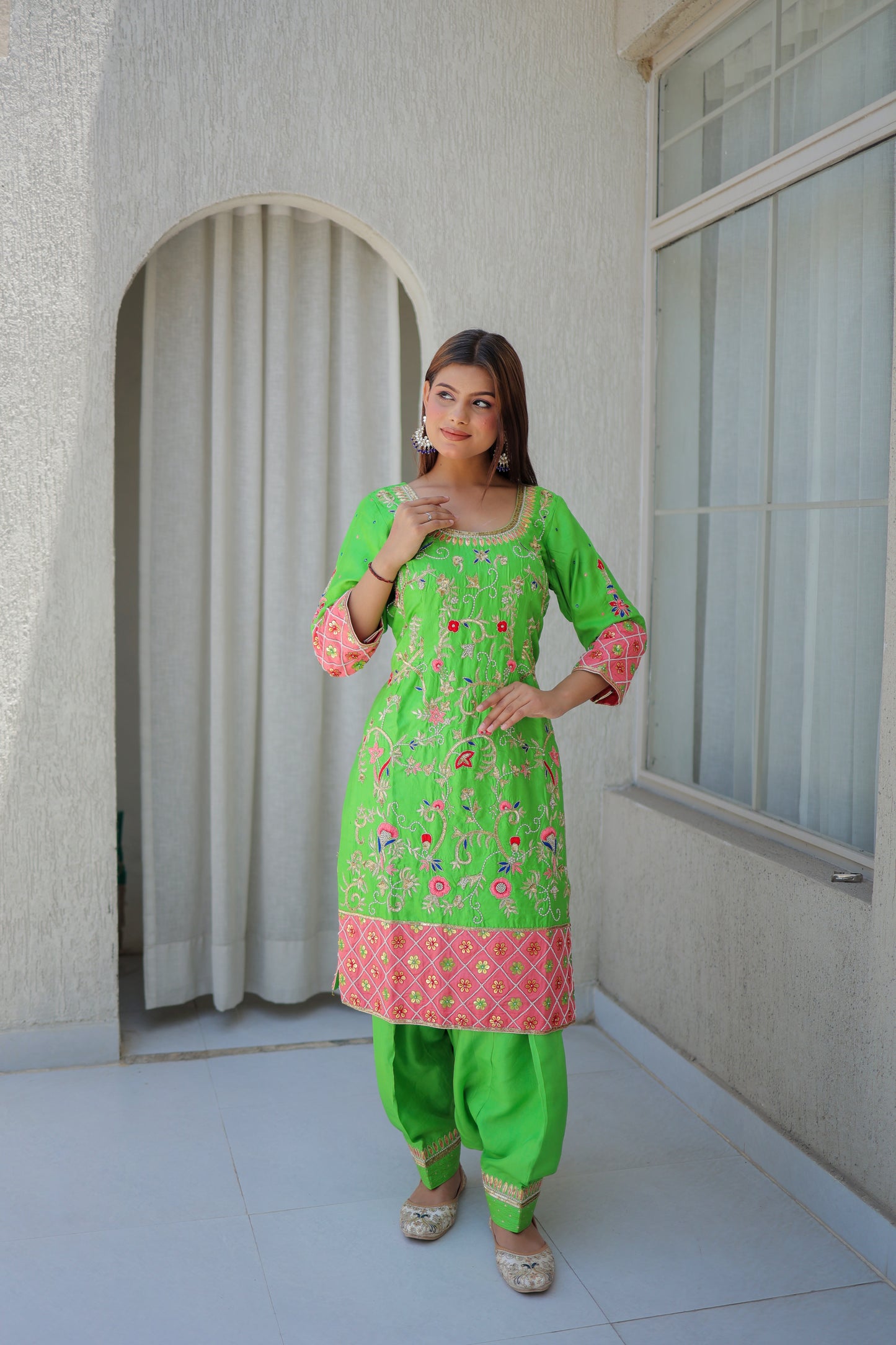 Neon Green Patiala Suit