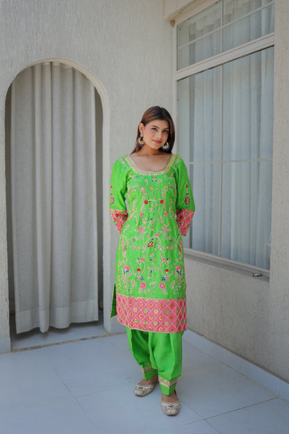 Neon Green Patiala Suit