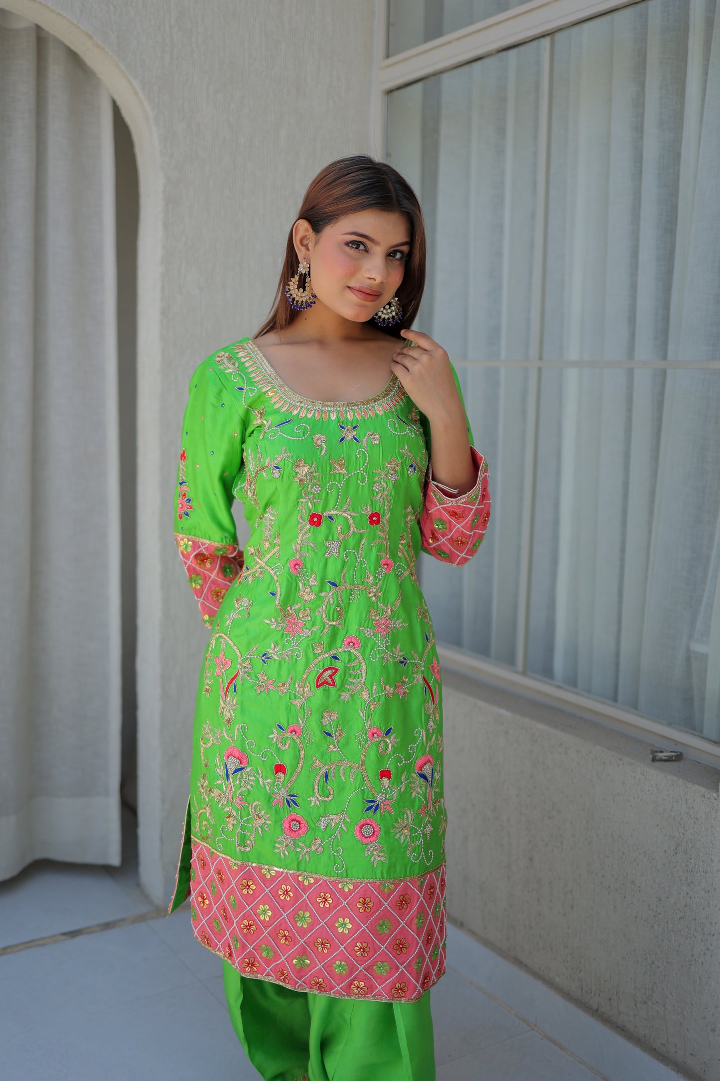 Neon Green Patiala Suit