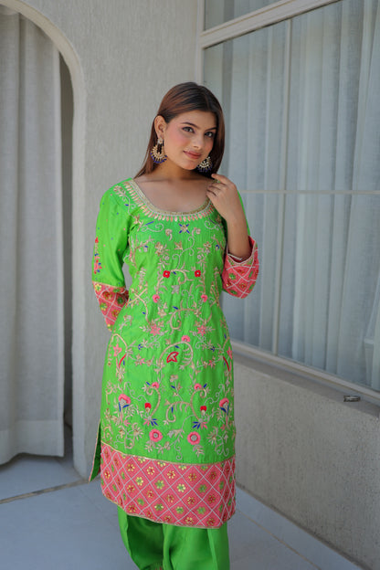 Neon Green Patiala Suit