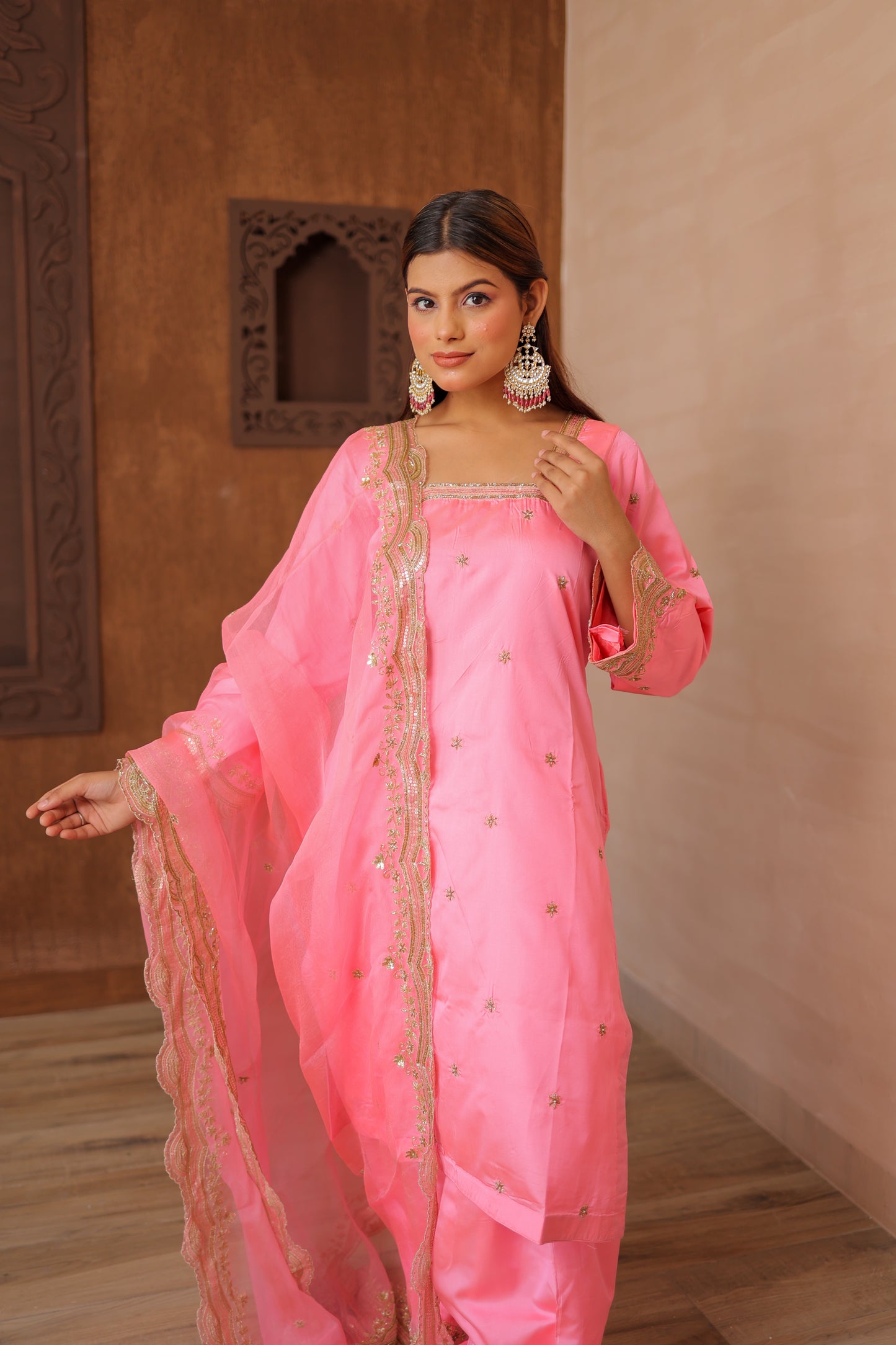 Rose Pink Patiala Set