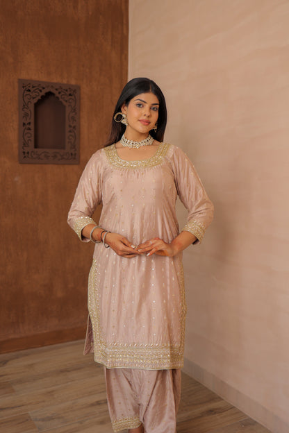 Wheat Beige Straight Suit