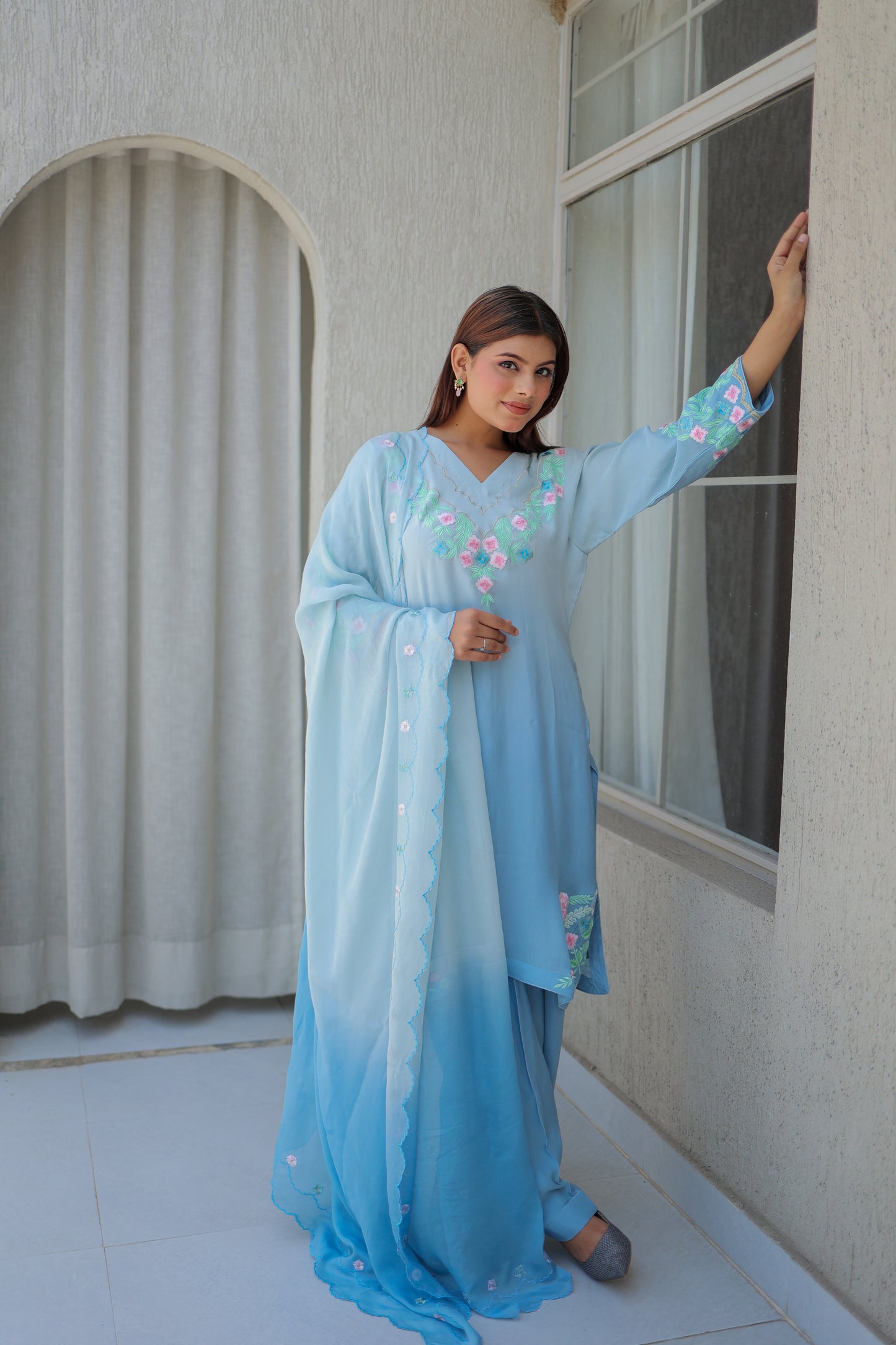 Sky Blue Pant Suit